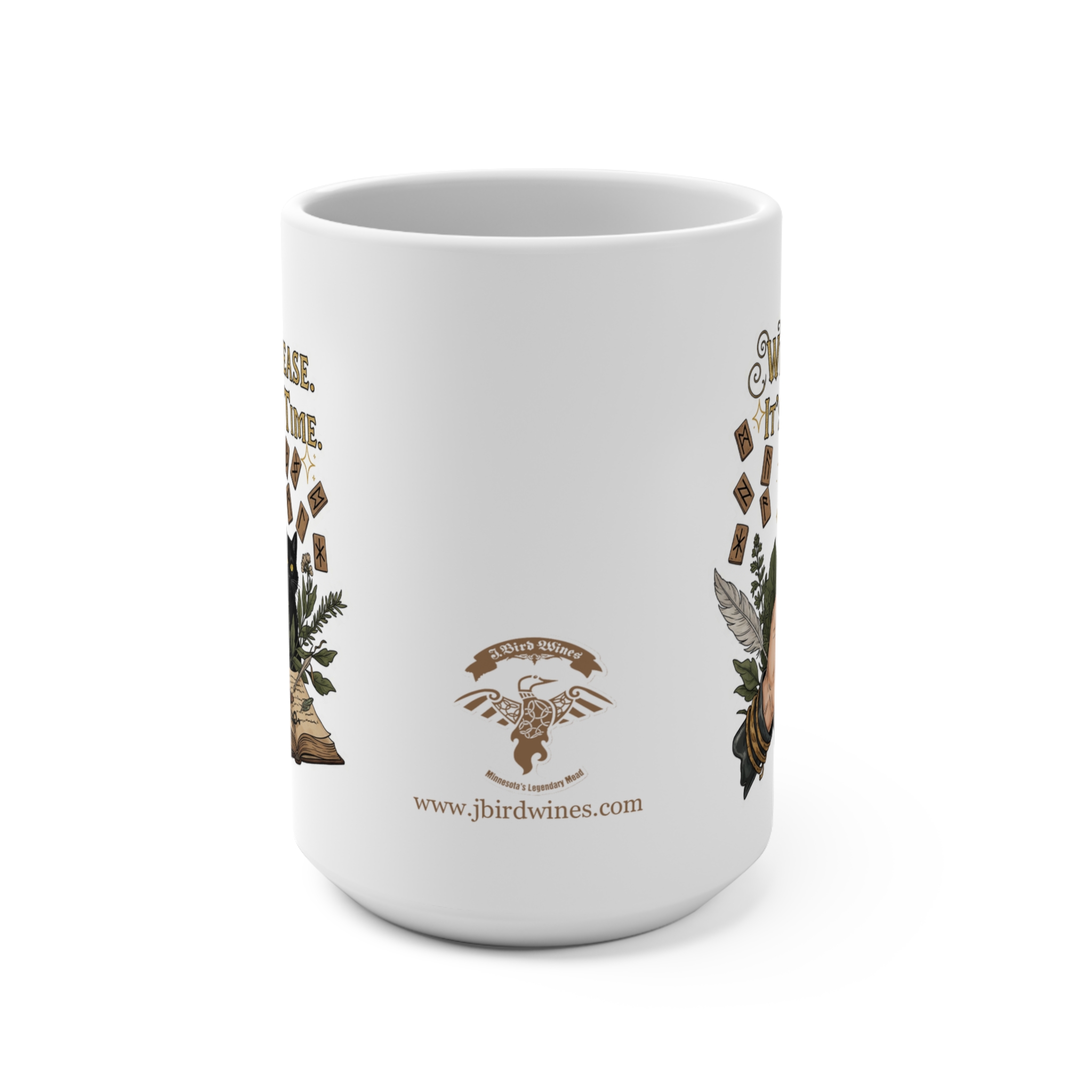 Witch Please It's Mead Time 15oz Mug - Spell Book and Cat Design - Image 3